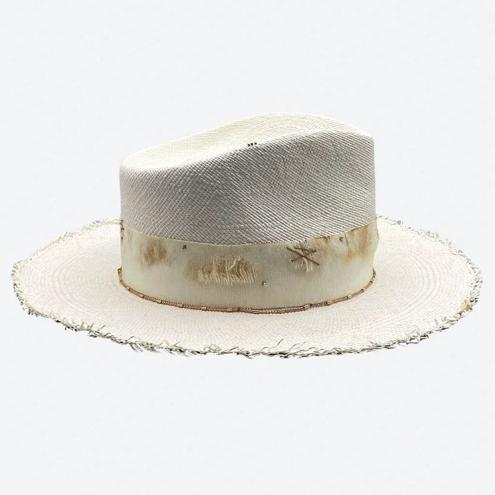 White Apollo Fedora Straw Hat by Valeria Andino