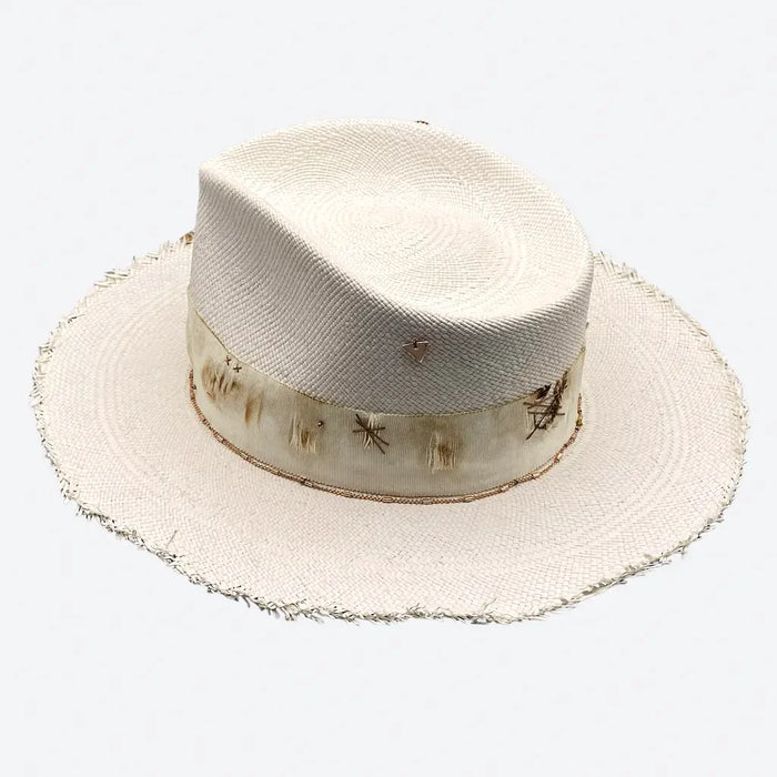 White Apollo Fedora Straw Hat by Valeria Andino